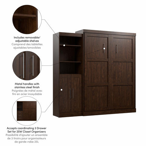 Queen Murphy Bed and Closet Organizer with Doors (90W)