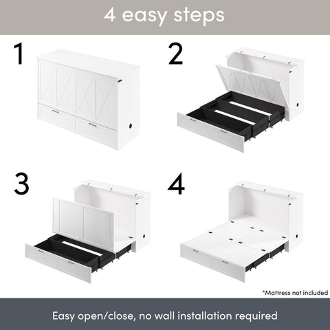 65W Queen Murphy Cabinet Bed with Pullout Drawer