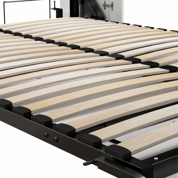 Full Murphy Bed with Shelves and Storage Cabinet with Fold-Out Desk (120W)