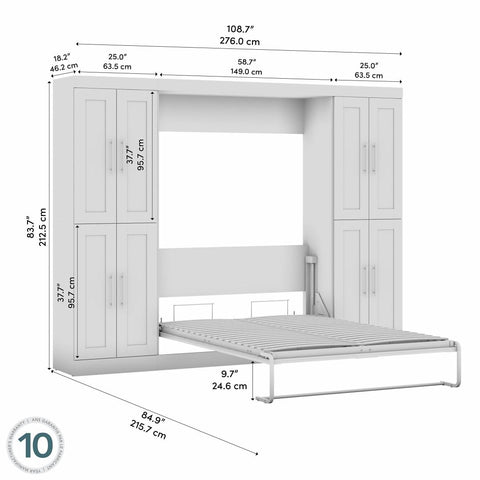 Full Murphy Bed with Storage Cabinets (109W)