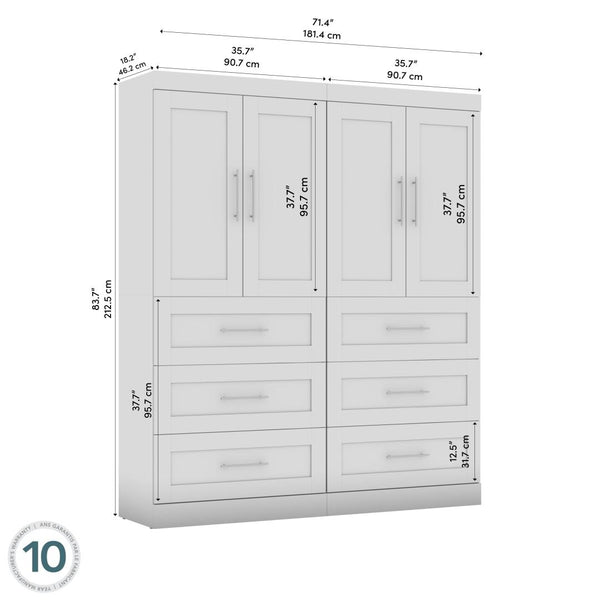 Contemporary Closet System with Drawers, 72W x 19D