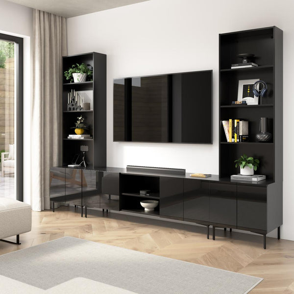 118W Modular Entertainment Center with TV Stand and Storage Cabinets with Hutches