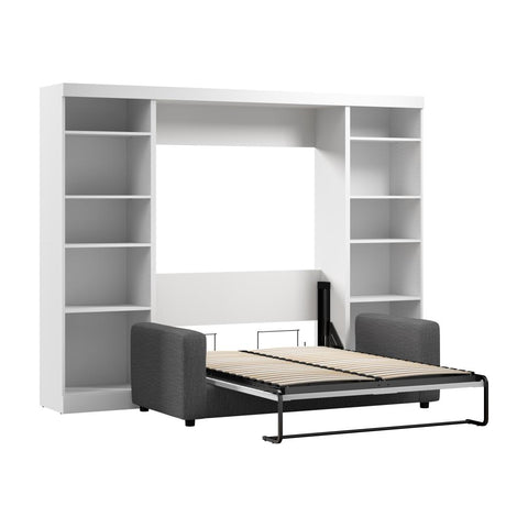 Full Murphy Bed with Sofa and Shelving Units (109W)