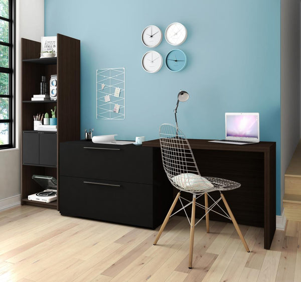 Small Sliding Desk with Shelving Unit