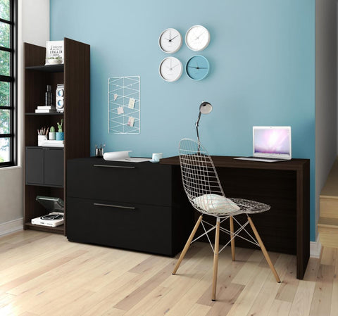 Small Sliding Desk with Shelving Unit