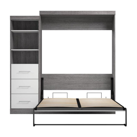 Queen Murphy Bed and Closet Organizer with Drawers (90W)