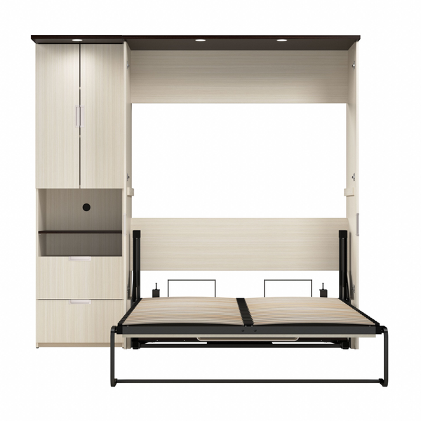 84W Full Murphy Bed with Desk and Storage Cabinet
