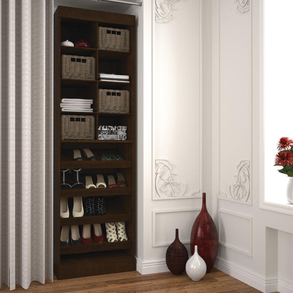 Contemporary Closet System with Shoe Racks & Cubbies, 25W x 19D