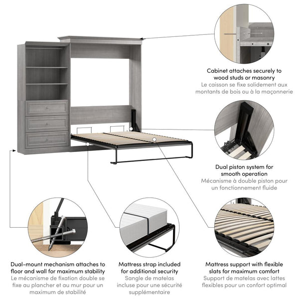 Queen Murphy Bed and Closet Organizer with Drawers (103W)