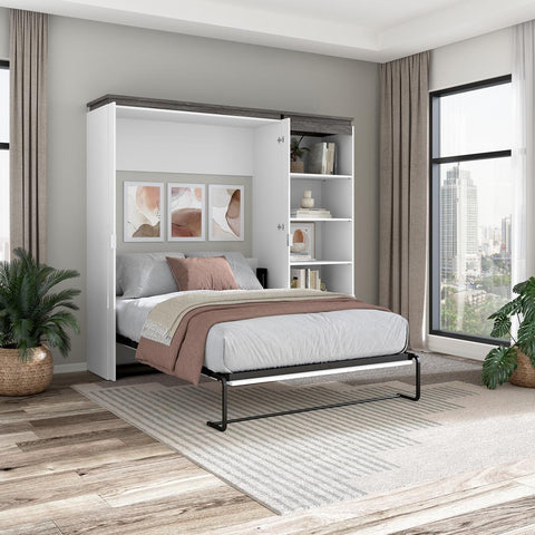 Full Murphy Bed with Shelves and Drawers (91W)