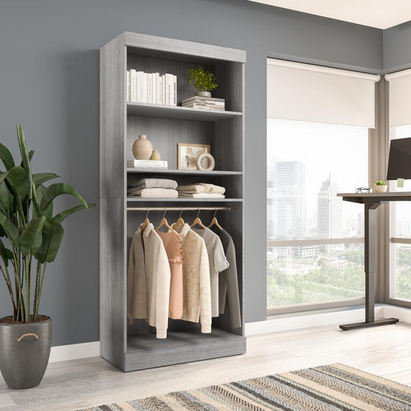 Contemporary Closet System with Shelves & Clothing Rods, 36W x 19D