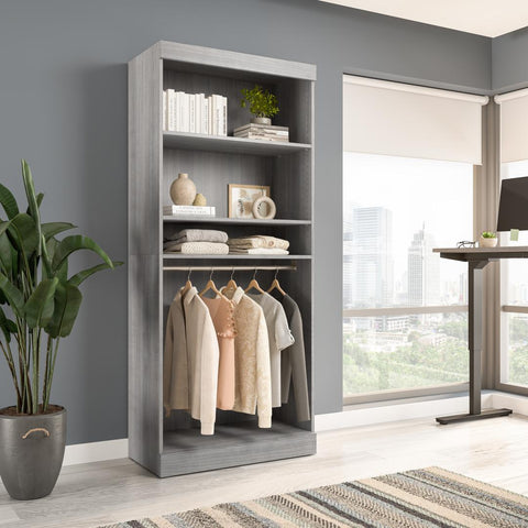 Contemporary Closet System with Shelves & Clothing Rods, 36W x 19D