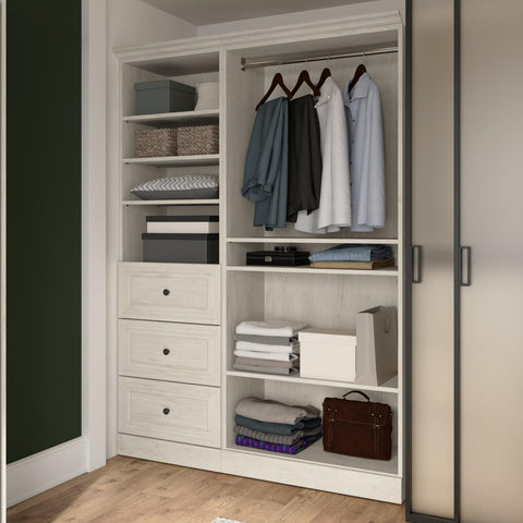 Traditional Closet System with Shelves, Drawers & Clothing Rods, 61W x 20D