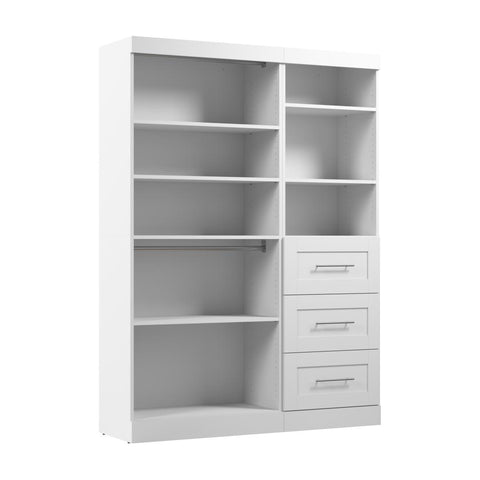 Contemporary Closet System with Shelves, Drawers & Clothing Rods, 61W x 19D