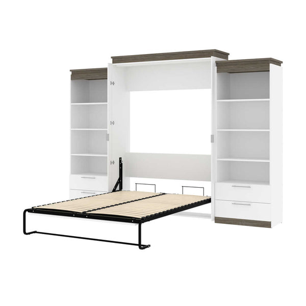 Queen Murphy Bed and 2 Shelving Units with Drawers (125W)