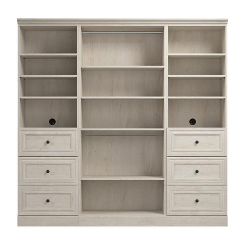 Traditional Closet System with Shelves, Drawers & Clothing Rods, 86W x 20D