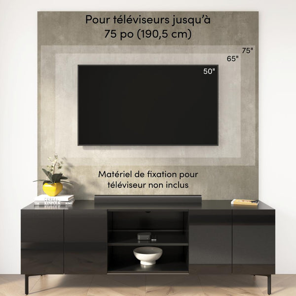 118W Modular Entertainment Center with TV Stand, Media Storage Towers, and Small Wall Panel