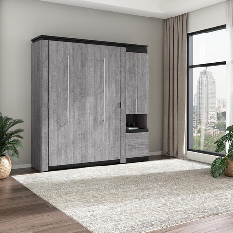 Full Murphy Bed with Storage Cabinet and Pull-Out Shelf (91W)