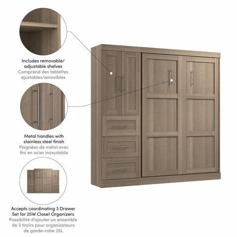 Full Murphy Bed with Closet Organizer with Drawers (84W)
