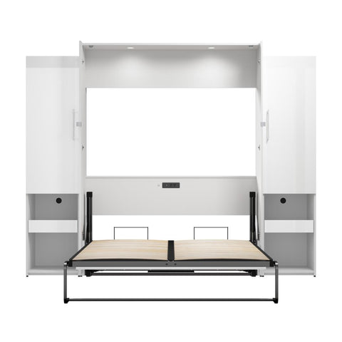 Queen Murphy Bed and Storage Cabinets with Pull-Out Shelf (107W)