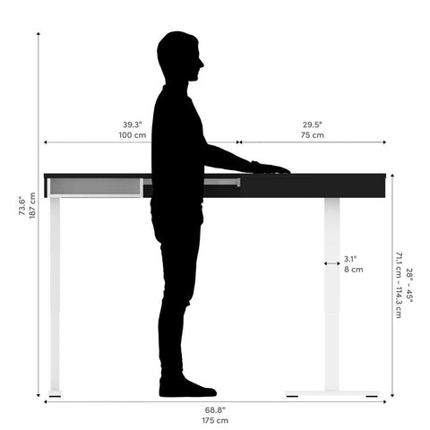72W L-Shaped Standing Desk