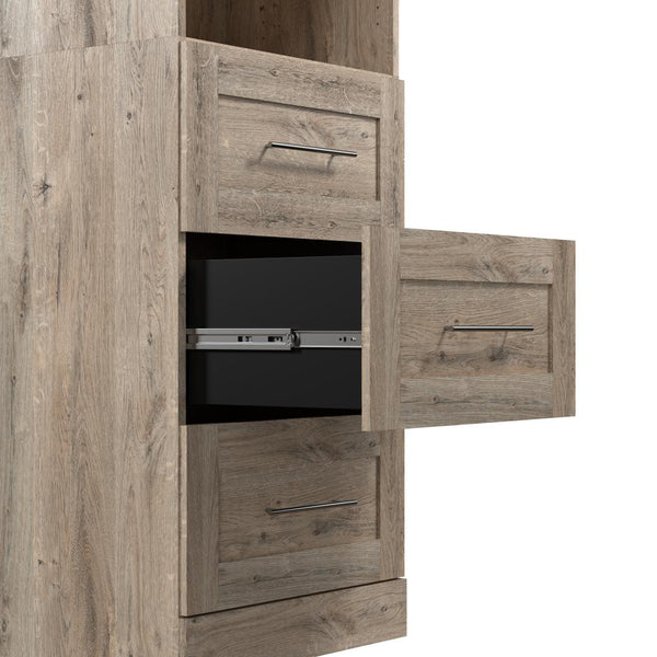 Contemporary Closet System with Shelves, Drawers & Clothing Rods, 86W x 19D