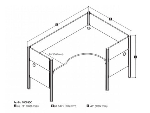 Closed Right L-Shaped Single Office Cubicle with Low Privacy Panels
