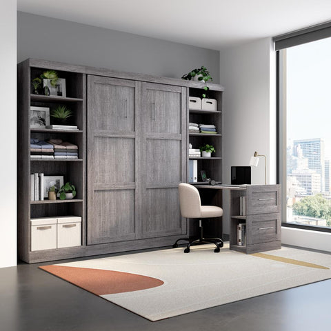 109W Full Size Murphy Bed with Pull-Out Desk and Storage