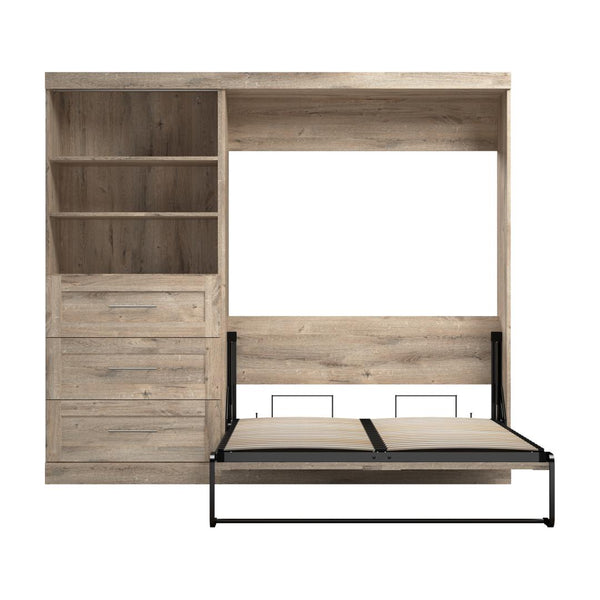 Full Murphy Bed and Shelving Unit with Drawers (95W)