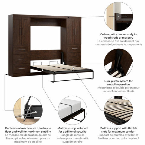 Full Murphy Bed with Closet Storage Cabinets (109W)