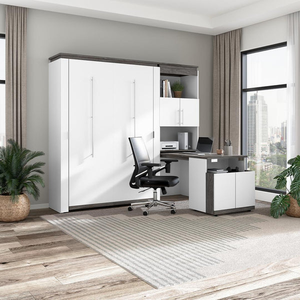 Full Murphy Bed with Storage Cabinet and Fold-Out Desk (91W)