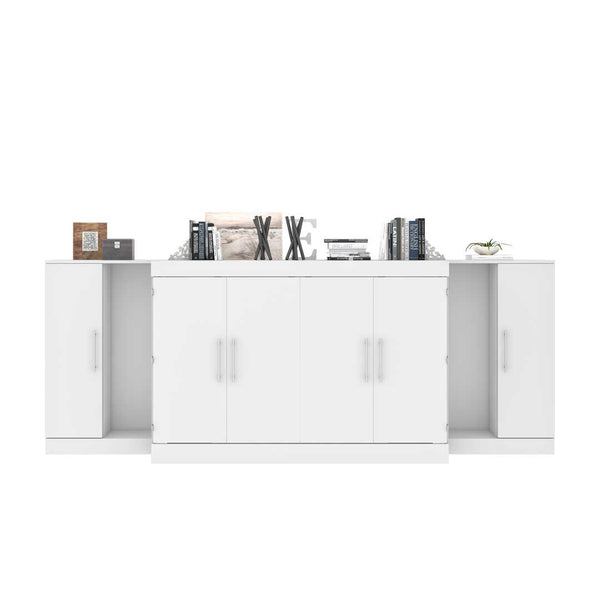 3-Piece Set Including One Queen Cabinet Bed with Mattress and Two 26″ Storage Units