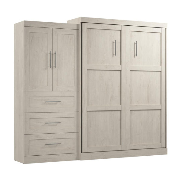 Queen Murphy Bed and Storage Cabinet with Drawers (101W)