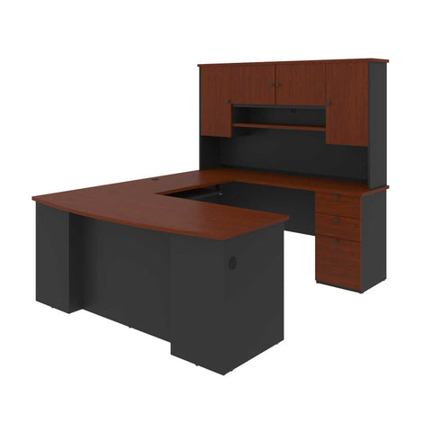 71W U or L-Shaped Executive Desk with Pedestal and Hutch