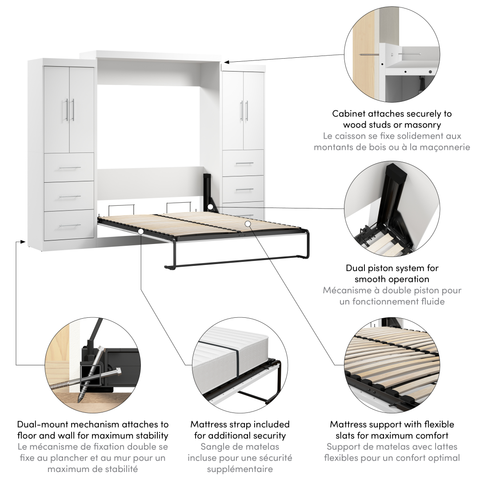 Queen Murphy Bed with 2 Wardrobes (115W)