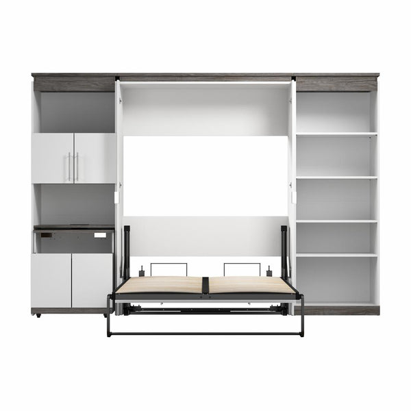 Full Murphy Bed with Shelves and Storage Cabinet with Fold-Out Desk (120W)