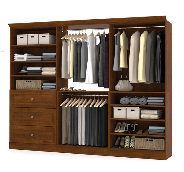 Traditional Closet System, Shelves, Drawers & Clothing Rods, 108W x 20D