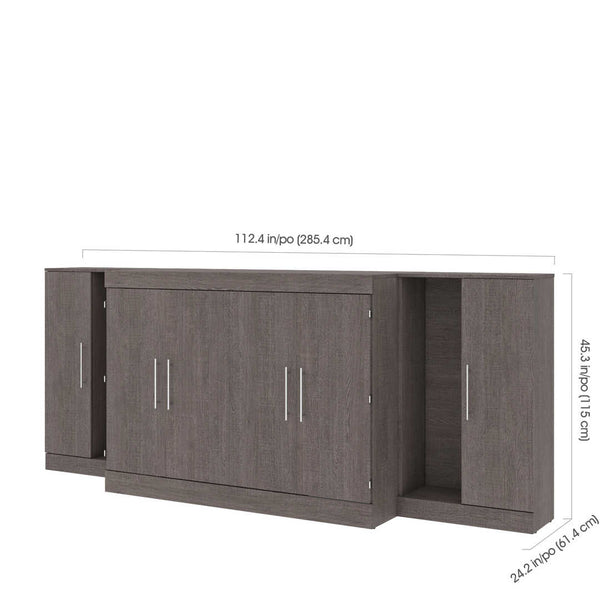 3-Piece Set Including One Full Cabinet Bed with Mattress and Two 26″ Storages Unit for Cabinet Beds