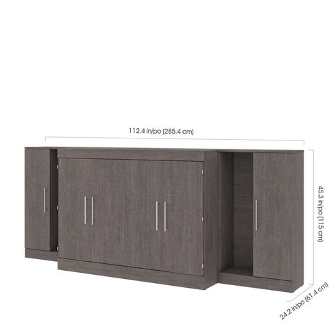 3-Piece Set Including One Full Cabinet Bed with Mattress and Two 26″ Storages Unit for Cabinet Beds
