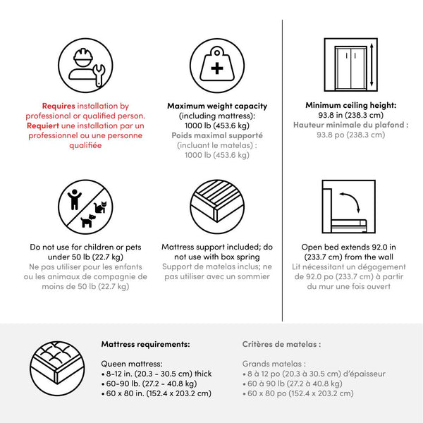 Queen Murphy Bed and 2 Closet Organizers with Doors (115W)