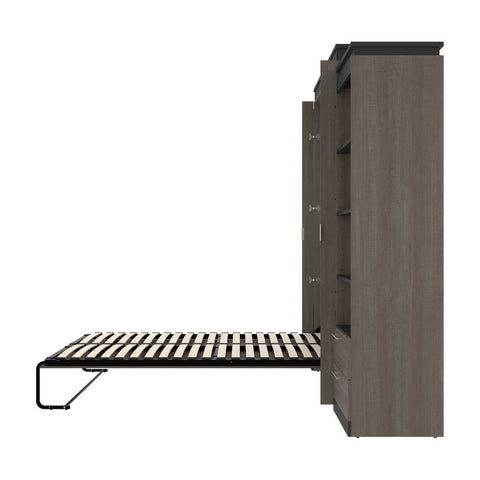 Queen Murphy Bed and 2 Shelving Units with Drawers (125W)