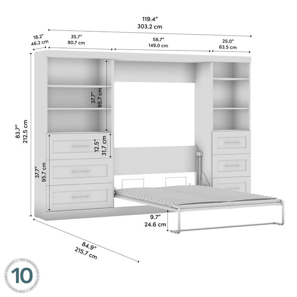 Full Murphy Bed and 2 Shelving Units with Drawers (120W)