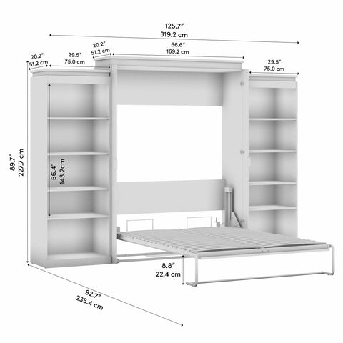 Queen Murphy Bed with Shelves (126W)