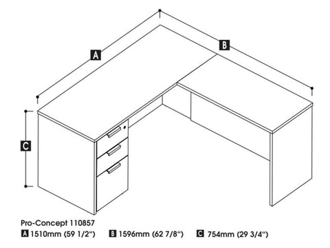L-Shaped Workstation with Assembled Pedestal
