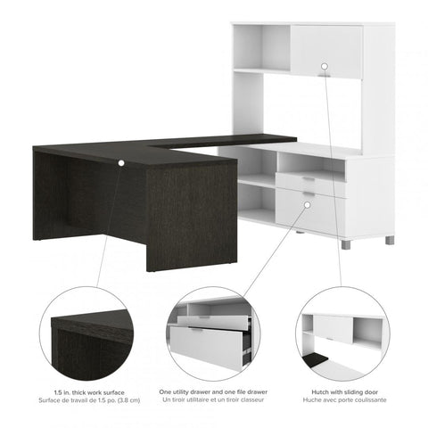 72W U-Shaped Executive Desk with Hutch