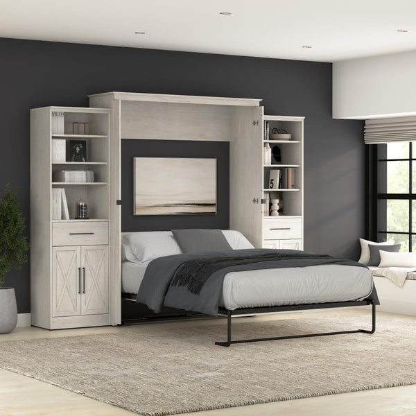 Queen Murphy Bed and Closet Organizers with Doors and Drawers (119W)