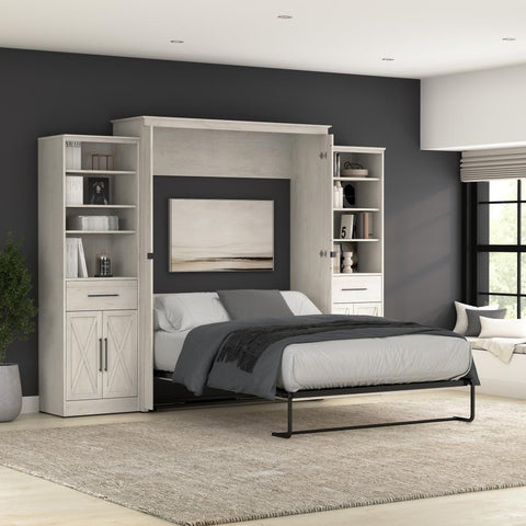 Queen Murphy Bed and Closet Organizers with Doors and Drawers (119W)
