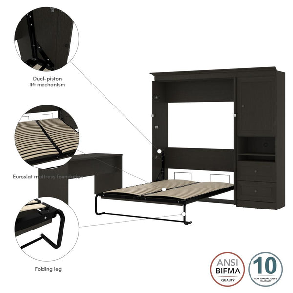 Full Murphy Bed and 1 Storage Unit with Mobile Nightstand and Desk (137”)