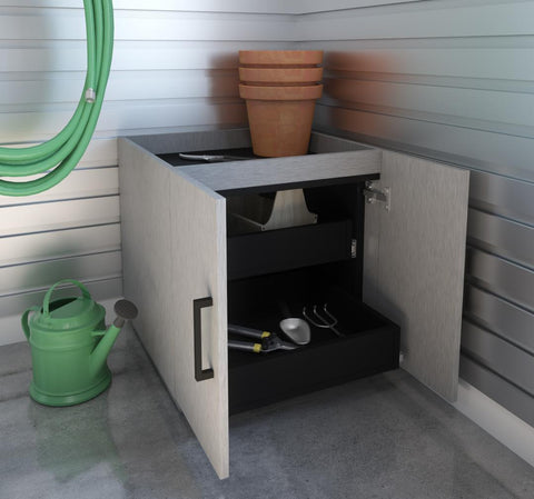 2-Piece Set: one Stackable Storage Cabinet and one 2-Drawer Set