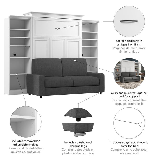 Queen Murphy Bed with Sofa and Closet Organizers (115W)